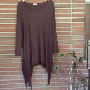 Ladies World 1x Soft Brown Scoop Neck Tunic Top w
